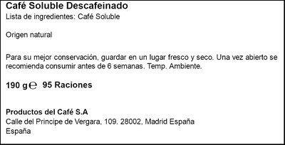 Café soluble descafeinado La Estrella 190g