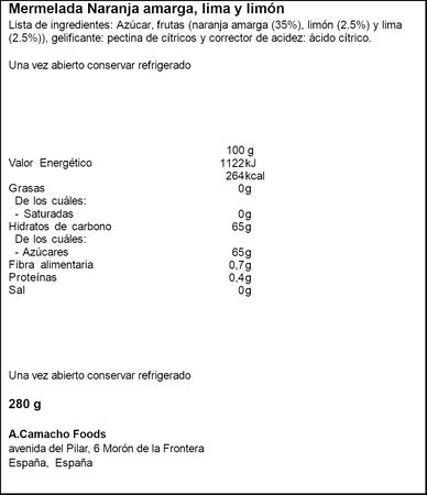 Mermelada con naranja amarga lima y limón Ed. Limitada La Vieja Fábrica 290g