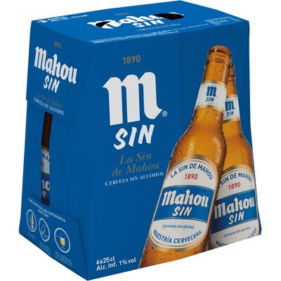 Cerveza sin alcohol Mahou pack 6 botellas 25cl