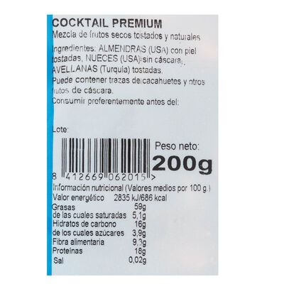 Cocktail de frutos secos sin sal premium Frumesa 200g