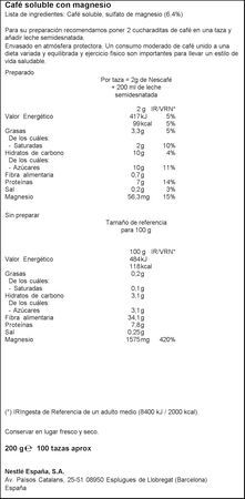 Caf&eacute; soluble Nescaf&eacute; Vitalissimo natural con magnesio 200g