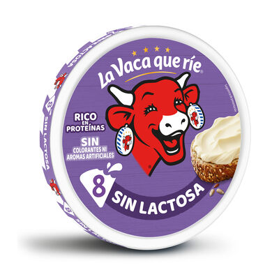 Queso Vaca que rie Natural Sin lactosa porciones pack 8 unidades