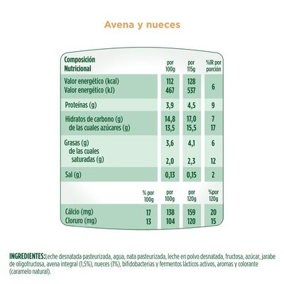 B&iacute;fidus Activia fibra pack 4 avena y nueces