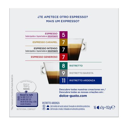 Café ristretto ardenza nescafé Dolce Gusto 16 cápsulas