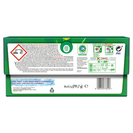Detergente en cápsulas Pods Ariel 19+8 lavados Extra Power