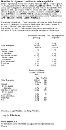 Fideos orientales  noodles Maggi Saucy 128g