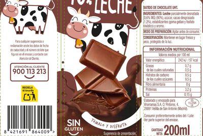 Batido con sabor a chocolate 90% leche pack 6 Alipende 200 ml
