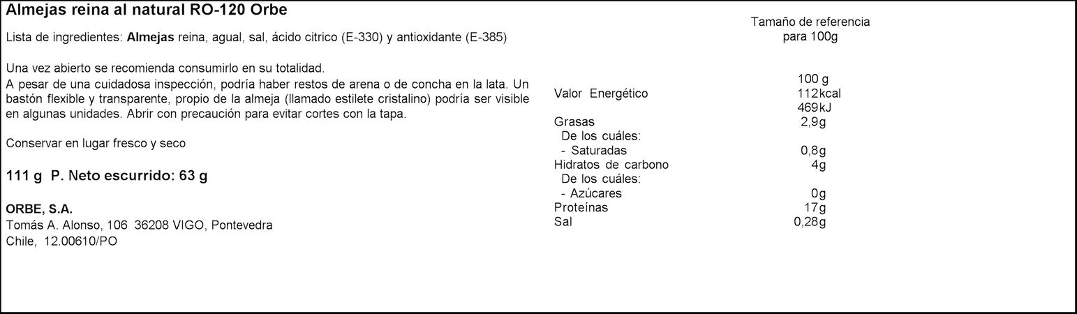 Almeja Orbe 63g al natural