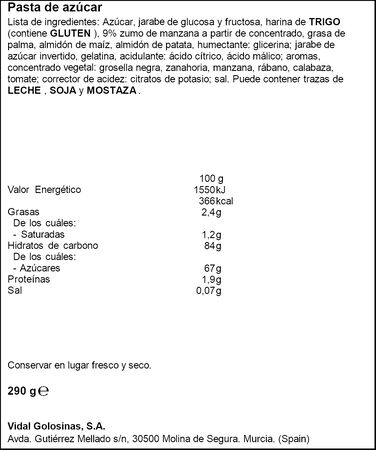 Golosina regaliz ritmo con sabor fresa nata Vidal 290g