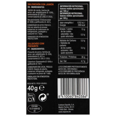 Jam&oacute;n ca&ntilde;itas Minuets Espu&ntilde;a 40g