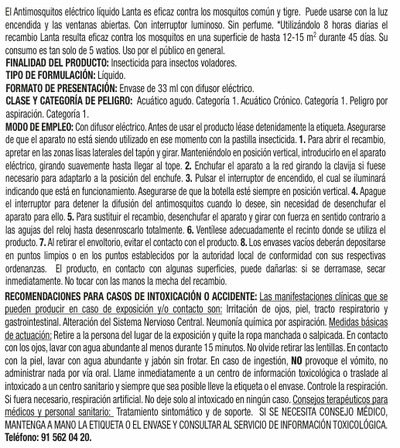 Insecticida el&eacute;ctrico Lanta aparato+recambio mosquitos