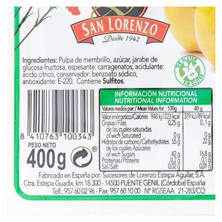 Dulce membrillo San Lorenzo pack 2