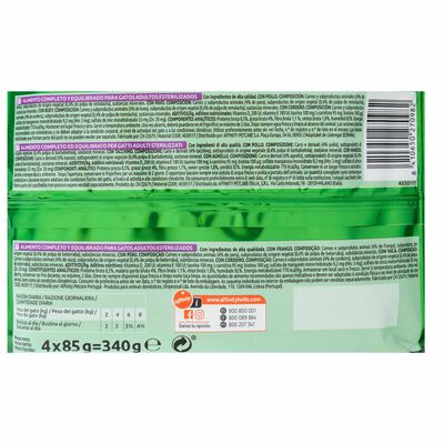 Comida h&uacute;meda gato Ultima Fit & Delicious carne pack 4