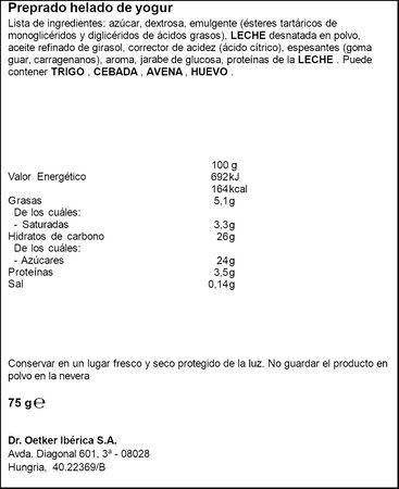 Preparado para helado de yogur Dr.Oetker 75g
