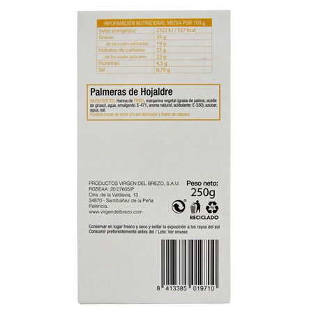 Palmeritas Virgen del Brezo 250g hojaldre