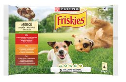Alimentación perro adulto en salsa PURINA FRISKIES 85g P4 Buey-Pollo-Cordero 4 x 85 g