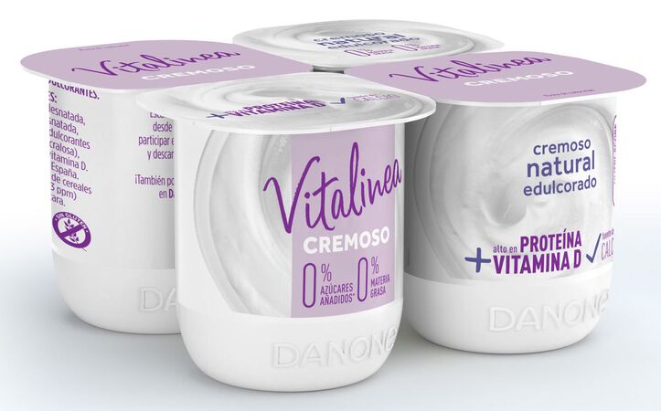 Yogur desnatado Vitalinea cremoso pack 4 edulcorado