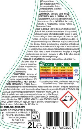 Detergente l&iacute;quido Lanta 66 lavados Piel sesible