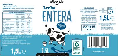Leche Alipende Botella 1.5 litros entera