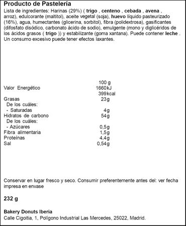 Magdalenas sin az&uacute;car a&ntilde;adido La Bella Easo 232g