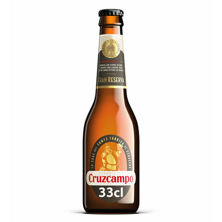 Cerveza dorada Cruzcampo Gran Reserva botella 33cl