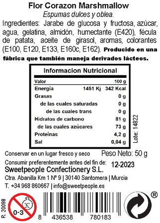 Golosina flor coraz&oacute;n piruleta Sweetpeople 50g