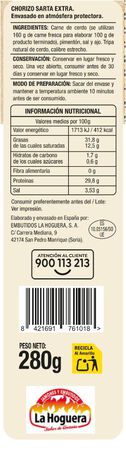 Chorizo sarta calidad extra Alipende pieza 280g