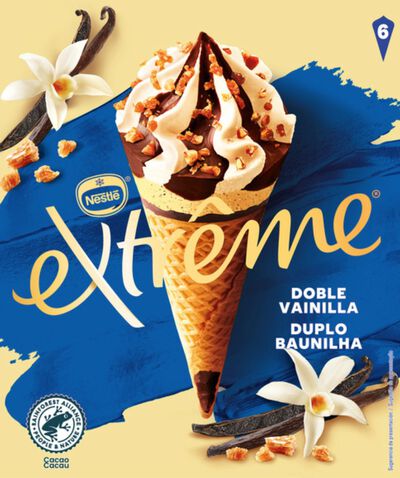 Helado Cono EXTRÊME doble vainilla 6x120ml