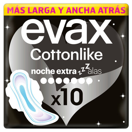 Compresa con alas Cottonlike Evax 10 uds noche