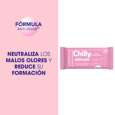 Toallitas &iacute;ntimas desechables Chilly 12 uds delicado f&oacute;rmula suave