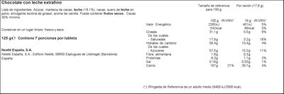 Chocolate con leche Nestl&eacute; Extrafino tableta 125g