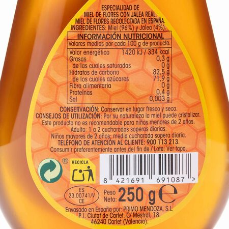 Especialidad de miel Alipende 250g con jalea real