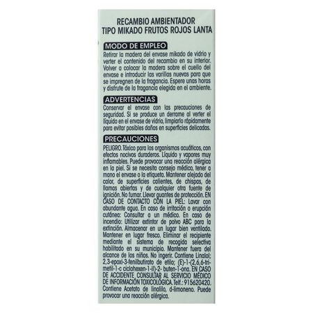 Ambientador tipo mikado Lanta 50ml recambio frutos rojos