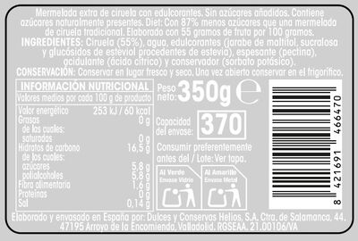 Mermelada diet ciruela sin az&uacute;car a&ntilde;adido Alipende 350g