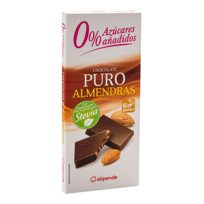 Chocolate puro almendras s/gluten s/az&uacute;car a&ntilde;adido Alipende 150g