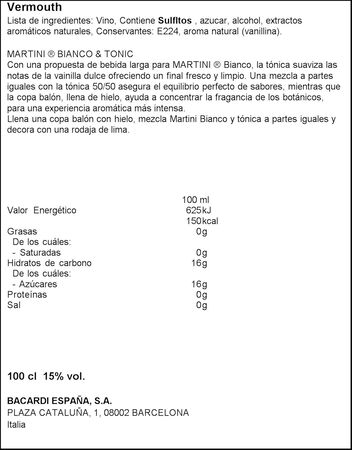 Vermouth blanco Martini 1l