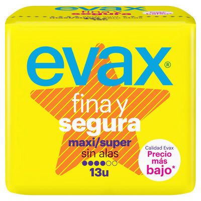 Compresa fina y segura Evax 13 uds maxi super