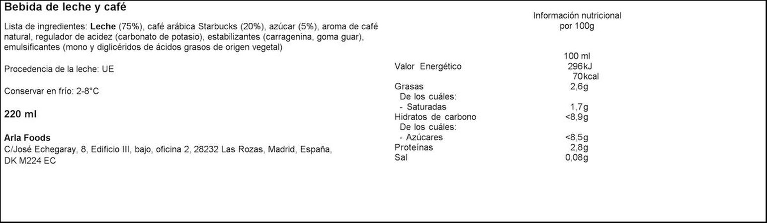 Café con leche Starbucks 220ml seattle latte