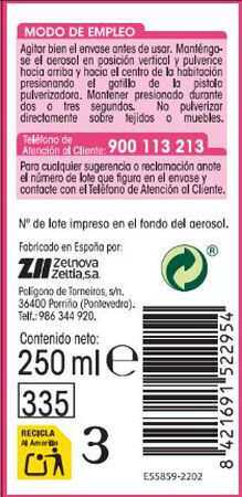 Ambientador en spray Lanta fantasy sin residuos h&uacute;medos 250ml