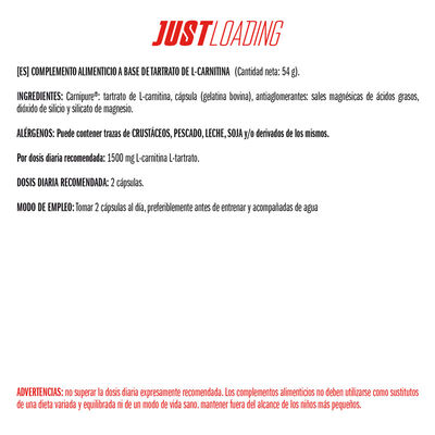 Cápsulas de L-carnitina 1500mg Just Loading 60uds