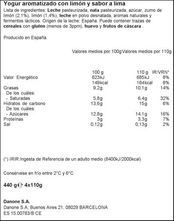 Yogur estilo griego Oikos pack 4 lima lim&oacute;n