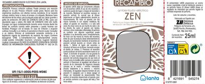 Ambientador el&eacute;ctrico Lanta recambio zen
