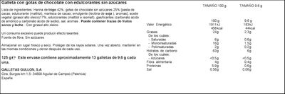 Galletas de chocolate sin az&uacute;car a&ntilde;adido zero Gull&oacute;n 125g