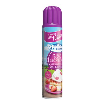 Nata montada azucarada sin lactosa Asturiana spray 250g + 25g