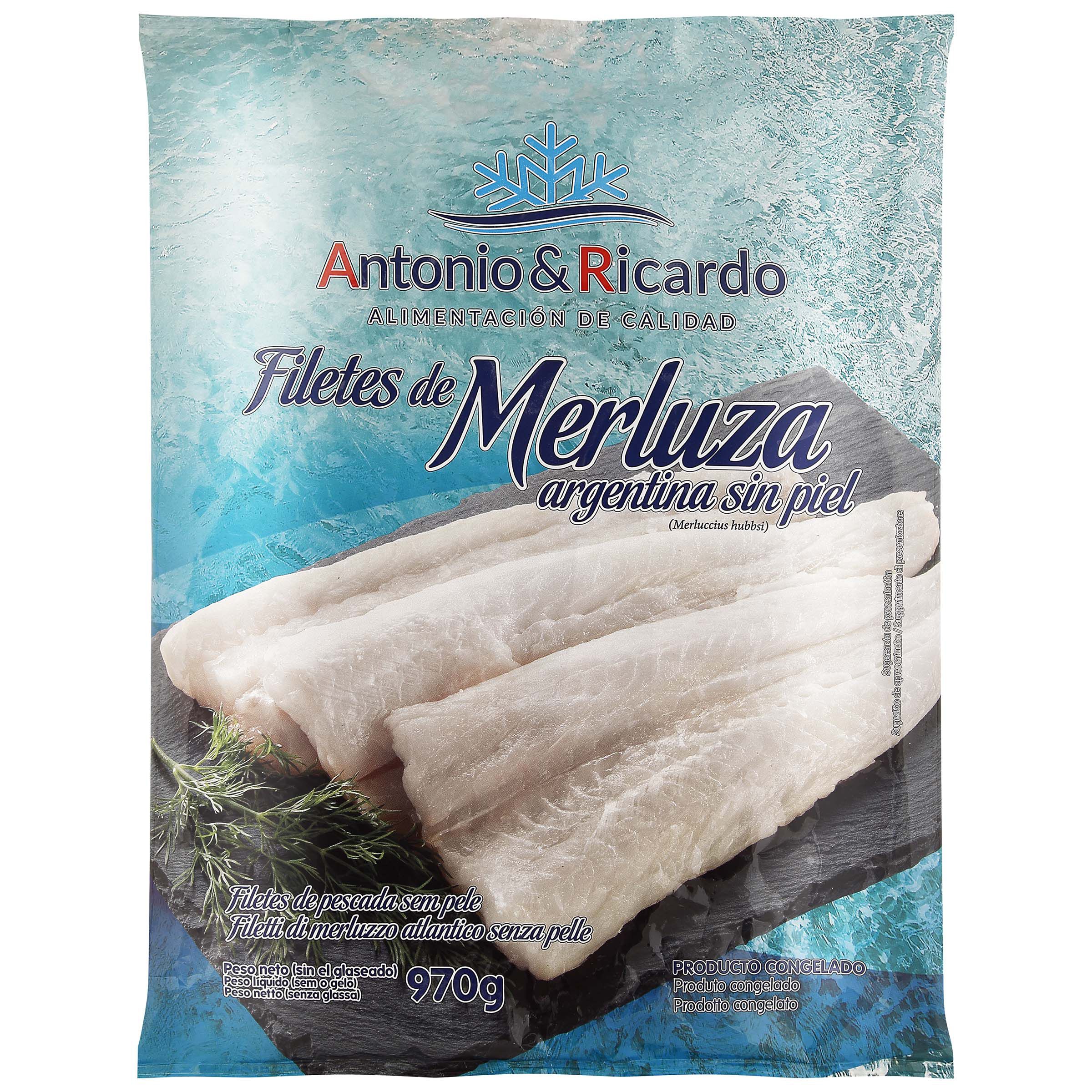 Filete merluza argentina sin piel A&R 970g