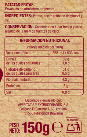 Patatas fritas churrer&iacute;a Alipende 150g