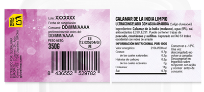 Calamar limpio de la India 350g