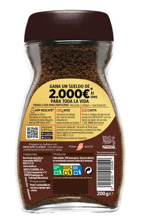 Caf&eacute; soluble Nescaf&eacute; natural 200g