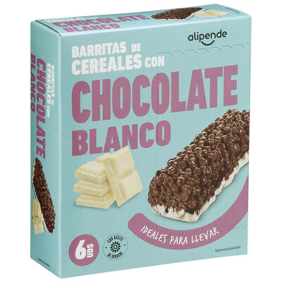 Barritas de cereales con chocolate blanco Alipende 138g