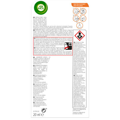 Ambientador Airwick essential mist 20ml recambio c&iacute;trico